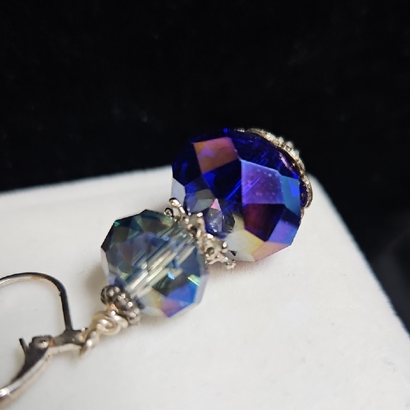 Dazzling Silver and Blue Drop Earrings - Picture 10 of 16